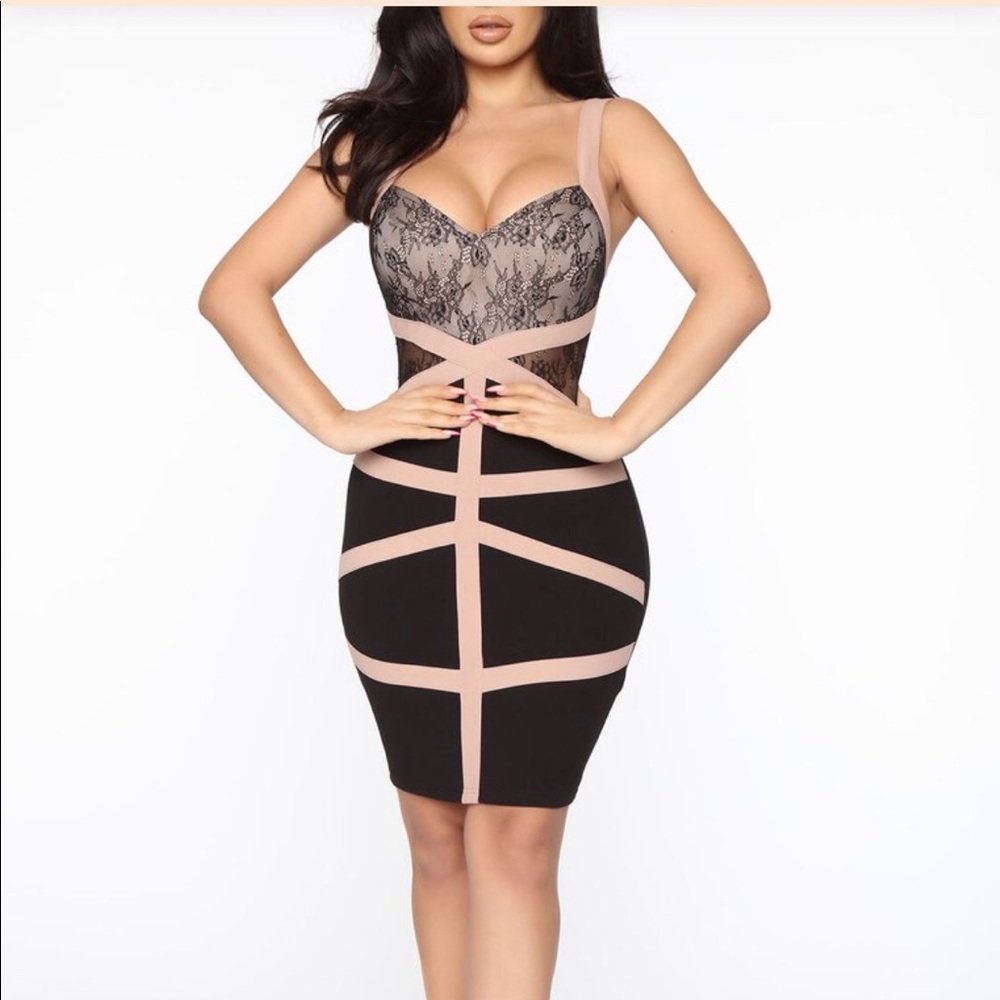 Black and pink dress.